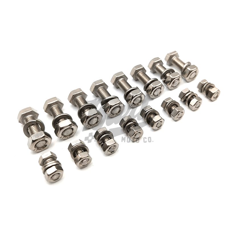 CT70 Stainless Steel Front & Rear Split Rim and Hub Wheel Hardware Bolt Set