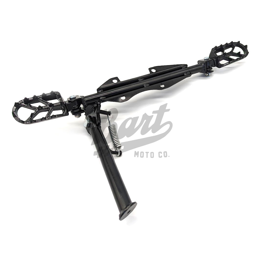 bmc pedal stand Heavy Duty Engine-Mount Studded Foot Pegs and Kick Stand – Bart Moto Co