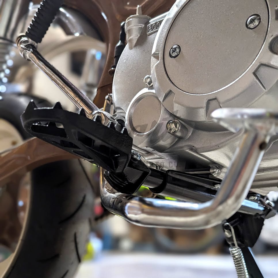 Heavy Duty Engine-Mount Studded Foot Pegs and Kick Stand