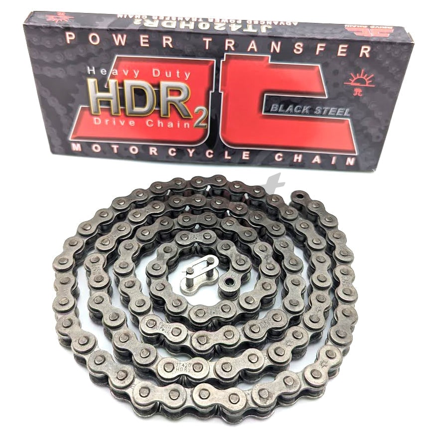 thumbnail image 2 of JT Chain JTC420HDR114SL - 420 Series Black Heavy Duty Motorcycle Chain, 114 Links With Clip Master Link 2 of 9