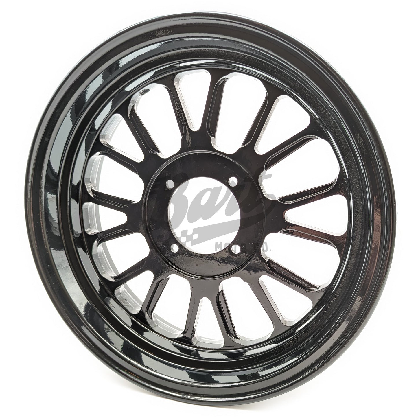 12" X 3.5" / 2.75" Staggered 16 Spoke 1 Piece Rim (2 Wheel Set) (Black)