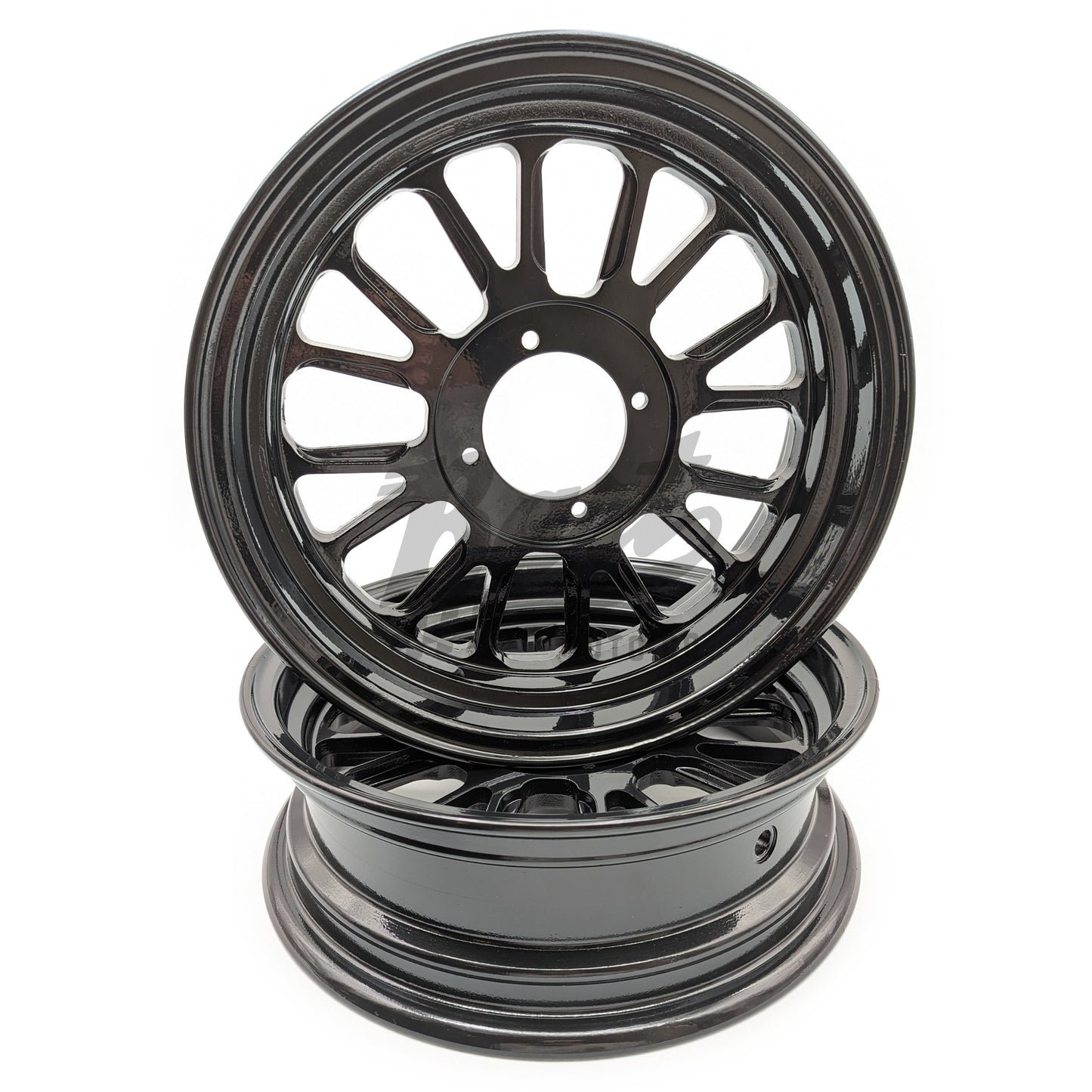 12" X 3.5" 16 Spoke 1 Piece Rim (2 Wheel Set) (Black)