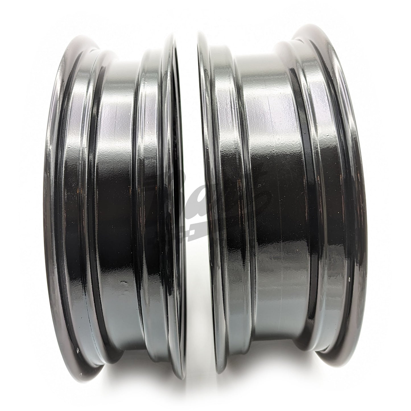 12" X 3.5" / 2.75" Staggered 16 Spoke 1 Piece Rim (2 Wheel Set) (Black)