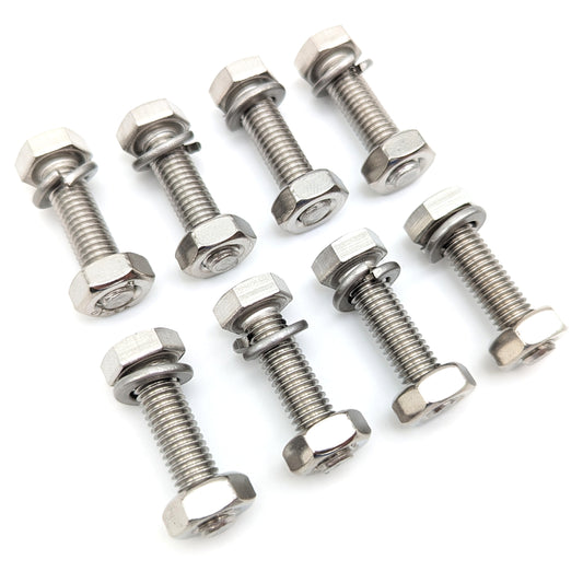 Stainless 8 Piece Bolt & Nut Complete Set for CT70 12" 1 Piece Rims
