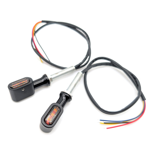 Mini LED Turn Signals with Brake Light Function (Black)