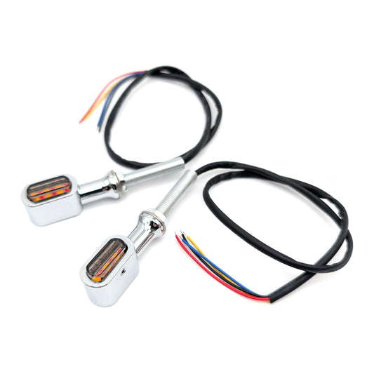 Mini LED Turn Signals with Brake Light Function (Chrome)
