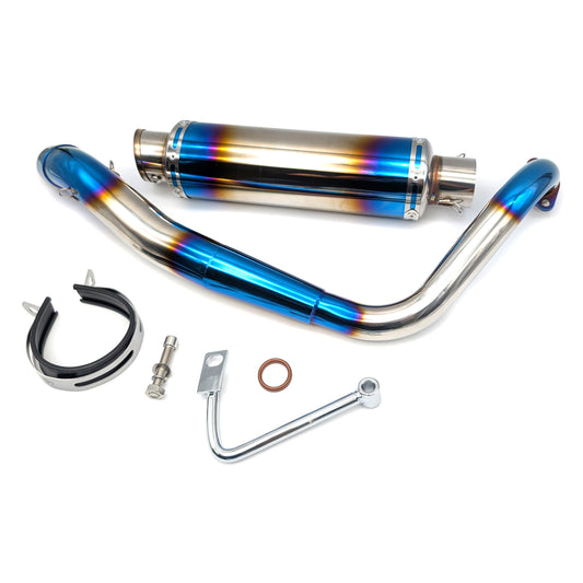 CT70 Stainless Low Exhaust (Anodized Blue)