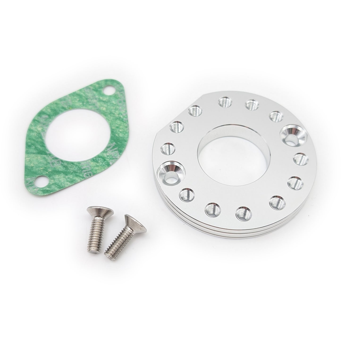 Silver Adjustable Rotating Intake Manifold 360° Spin Adapter – 31mm Bore 58mm Bolt Spacing (ZS190 / ZS212 / Daytona Anima 190-212cc)