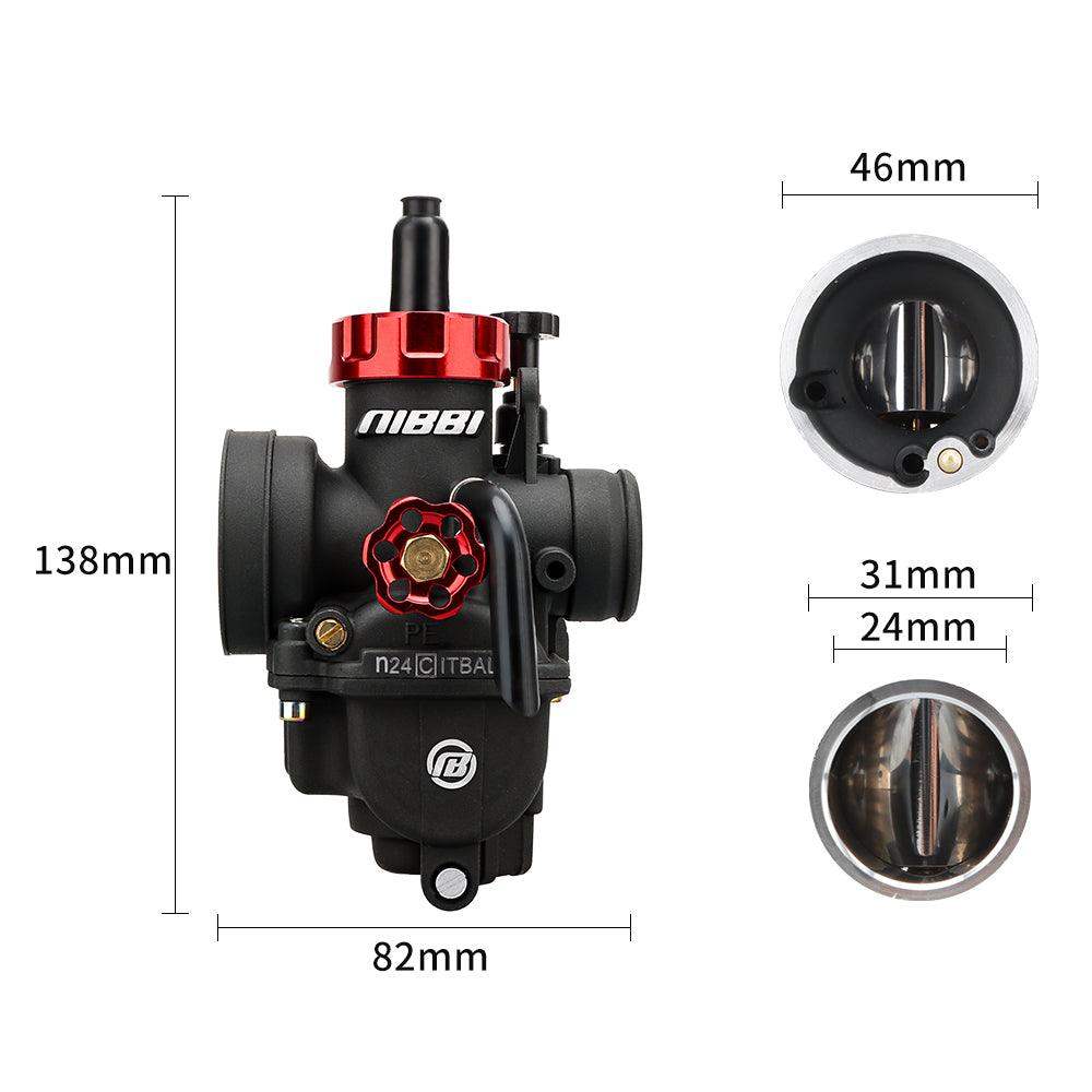 Nibbi PE24FL Flanged 24mm Carburetor (Black & Red)