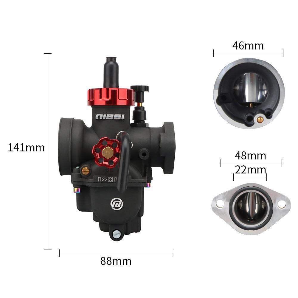 Nibbi PE22FL Flanged 22mm Carburetor (Black & Red)