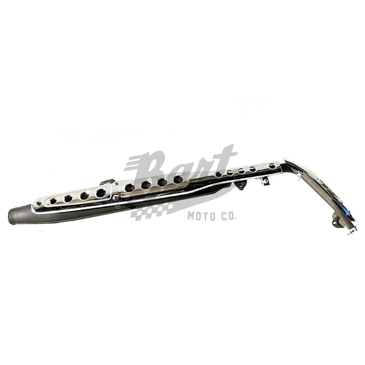 Reproduction CT70 K1+ Black and Chrome Stock Style Rider Exhaust 125cc+