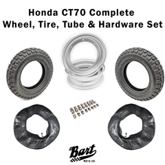 10" CT70 Rim, Tire, Tube and Stainless Bolt Complete Wheel Set