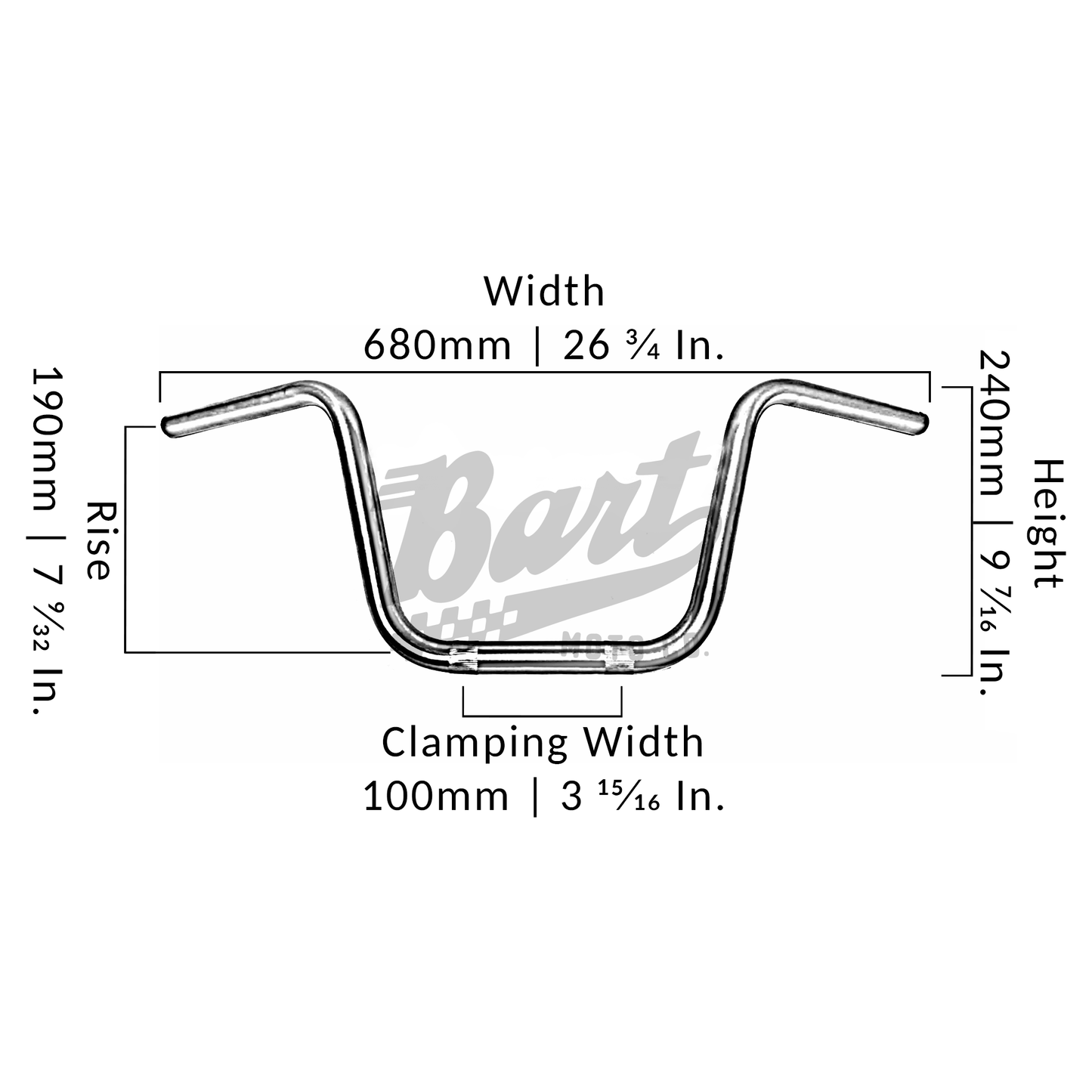 CT70 BMX High Bars - No Cross Bar (Chrome)