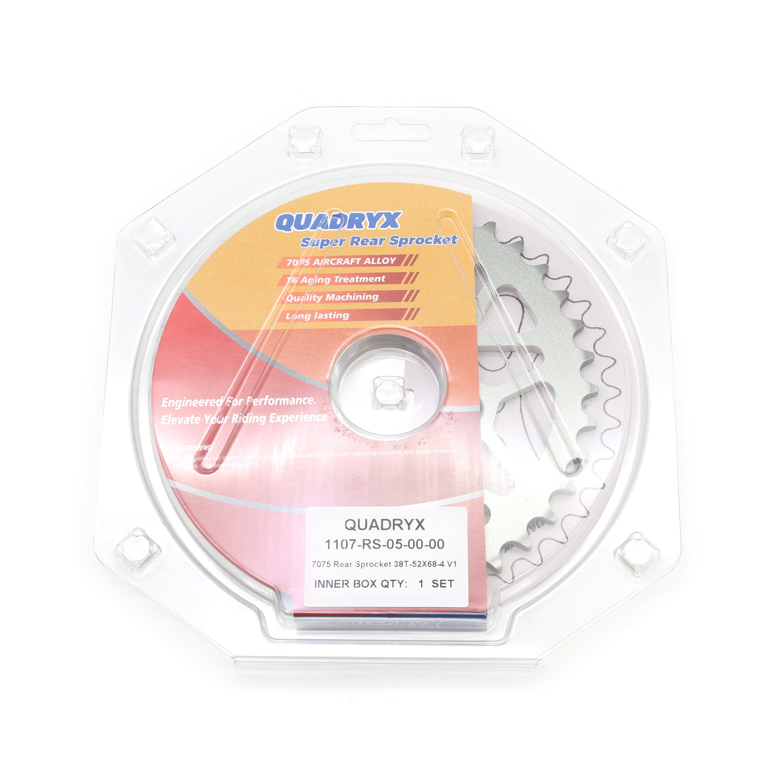 Mini Pro 7075 Lightweight 38T Rear Sprocket - KLX110 - V1 Silver