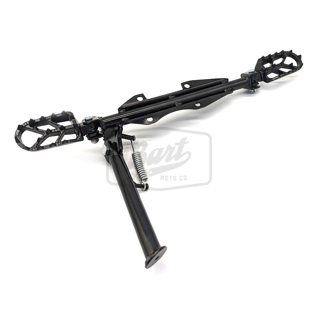 Heavy Duty Engine-Mount Studded Foot Pegs and Kick Stand