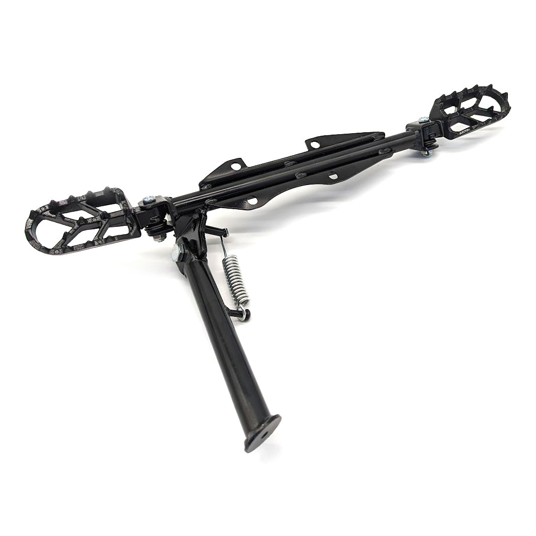 Heavy Duty Engine-Mount Studded Foot Pegs and Kick Stand