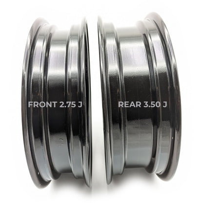 Set of 2 - Z-Type 12" X 3.5" Rear / 2.75" Front 16 Spoke 1 Piece Rim (Flat Black)
