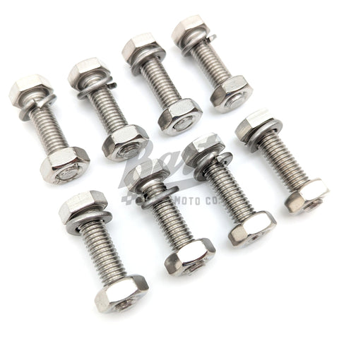 Stainless 8 Piece Bolt & Nut Complete Set for CT70 12" 1 Piece Rims