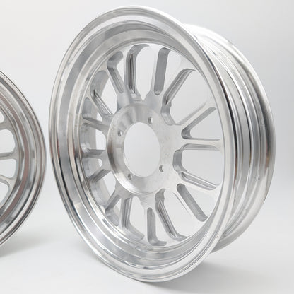 Set of 2 - Z-Type 12" X 3.5" Rear / 2.75" Front 16 Spoke 1 Piece Rim (Silver)