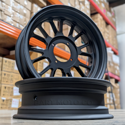 Set of 2- Z-Type 12" X 3.5" 16 Spoke 1 Piece Rim (Flat Black)