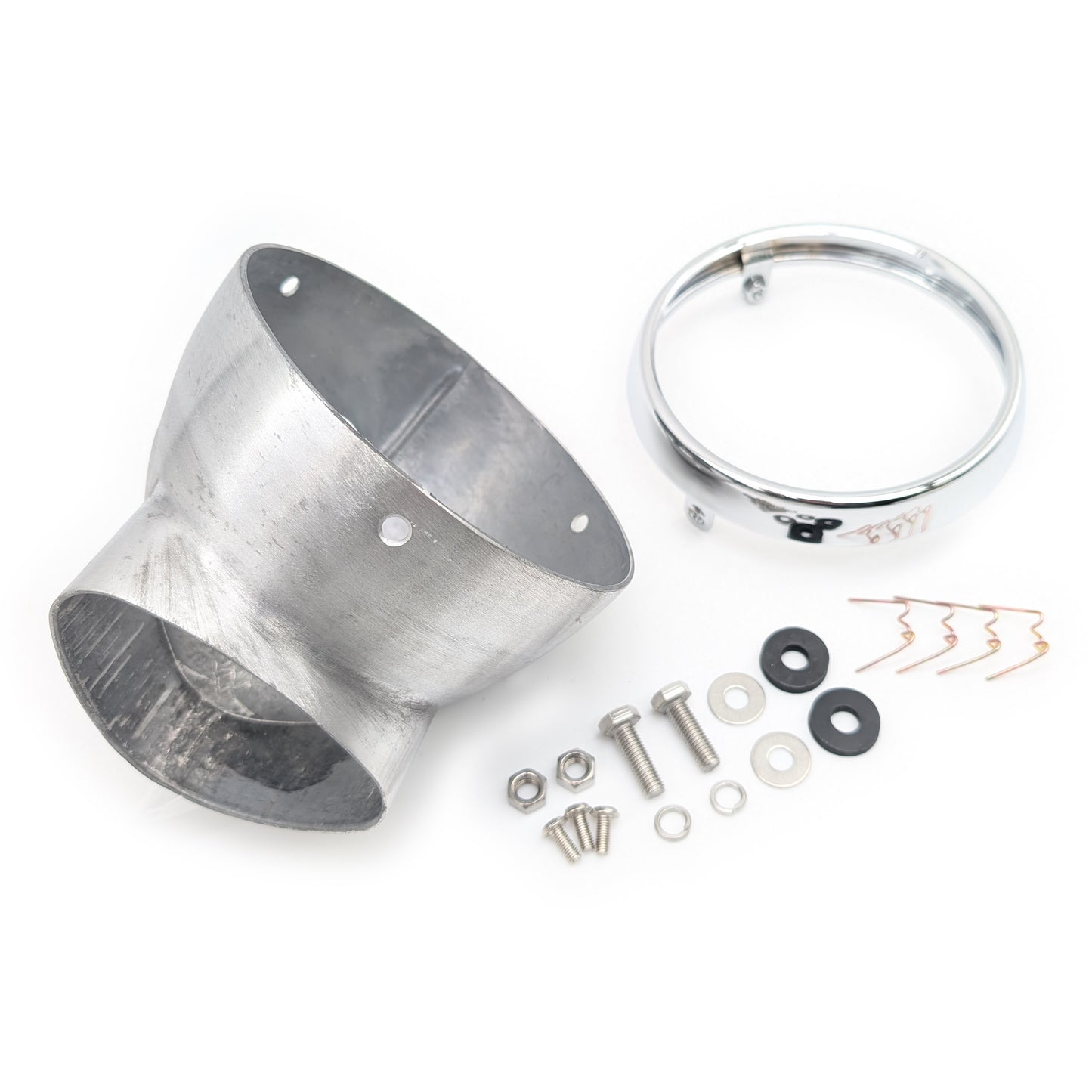 CT70 K0 Style 5.75" Aluminum Headlight Bucket and Chrome Trim Ring (Raw Aluminum)