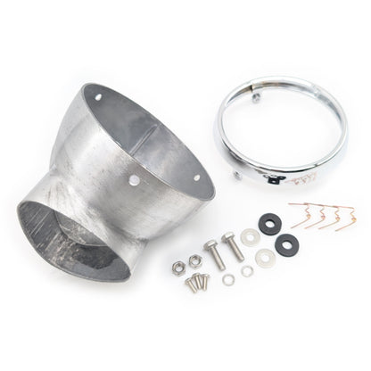 CT70 K0 Style 5.75" Aluminum Headlight Bucket and Chrome Trim Ring (Raw Aluminum)