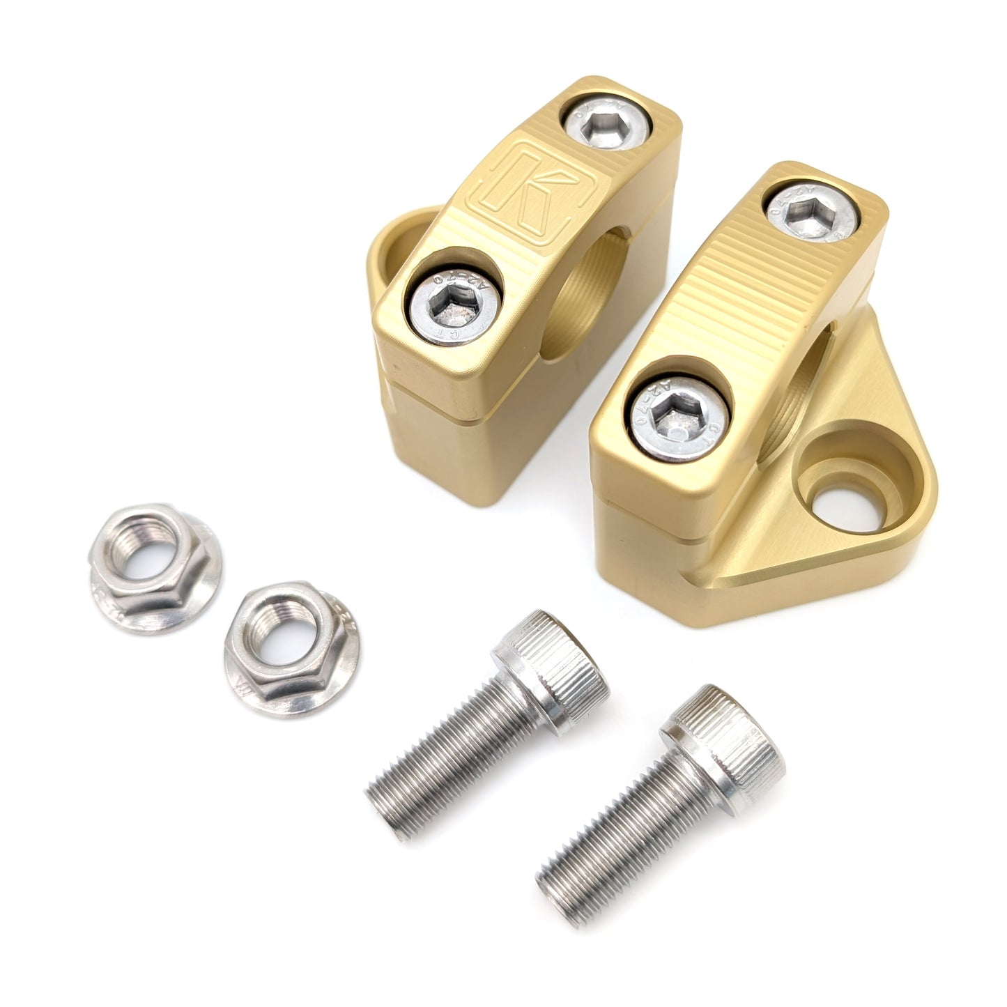 Kepspeed 7/8" CNC Inset Offset Handlebar Clamp Set (Titanium Gold)