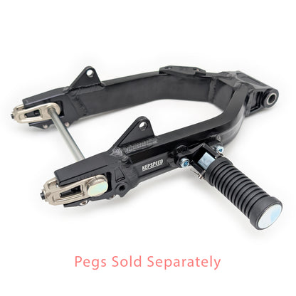 CT70 Heavy Duty Kepspeed Racing +2" Extended Swingarm with Peg Mounts (Black)
