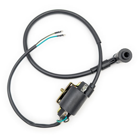 12V Ignition Coil with Wire – M8 Stud Mount, Dual Bullet Connectors