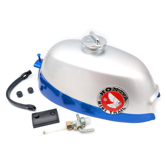 Reproduction Z50 K0-K1 1968-1970 Gas Fuel Tank Full Kit (Silver / Blue)
