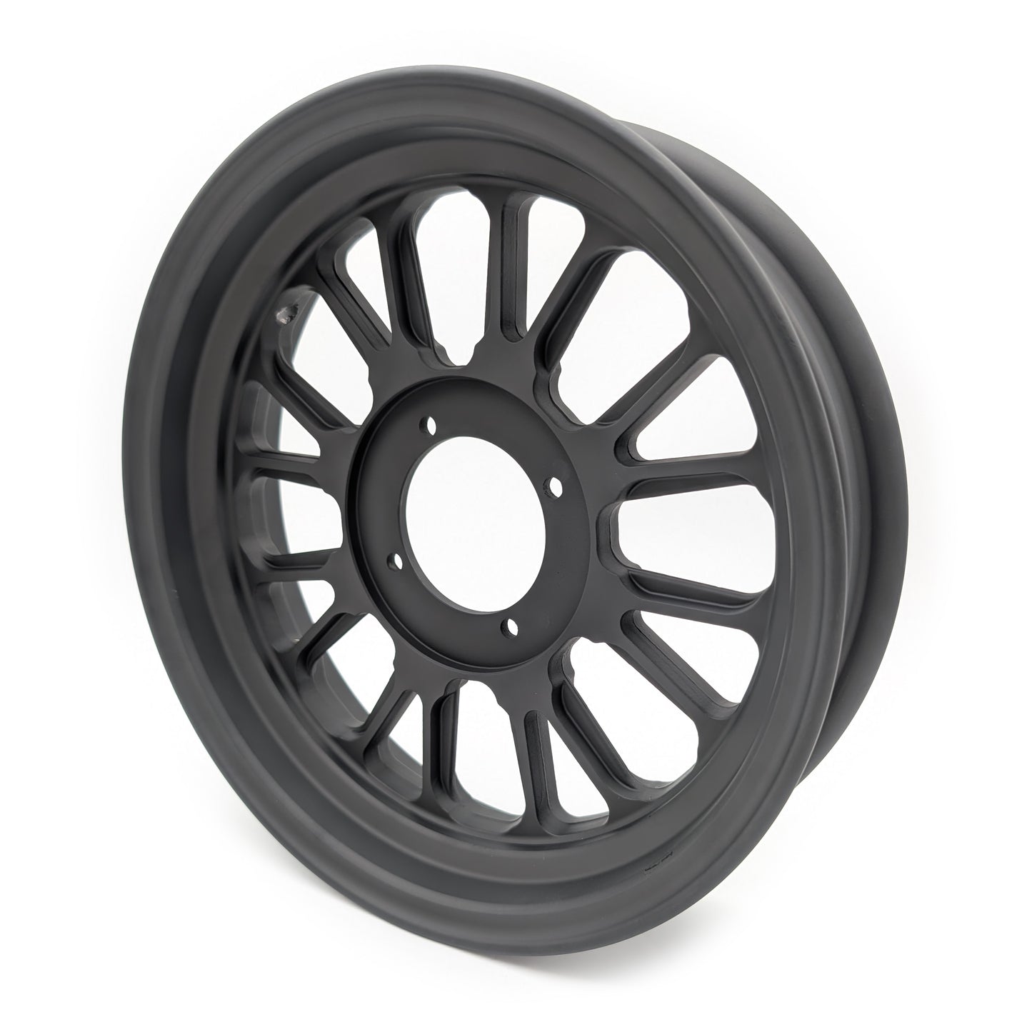 Set of 2 - Z-Type 12" X 3.5" Rear / 2.75" Front 16 Spoke 1 Piece Rim (Flat Black)
