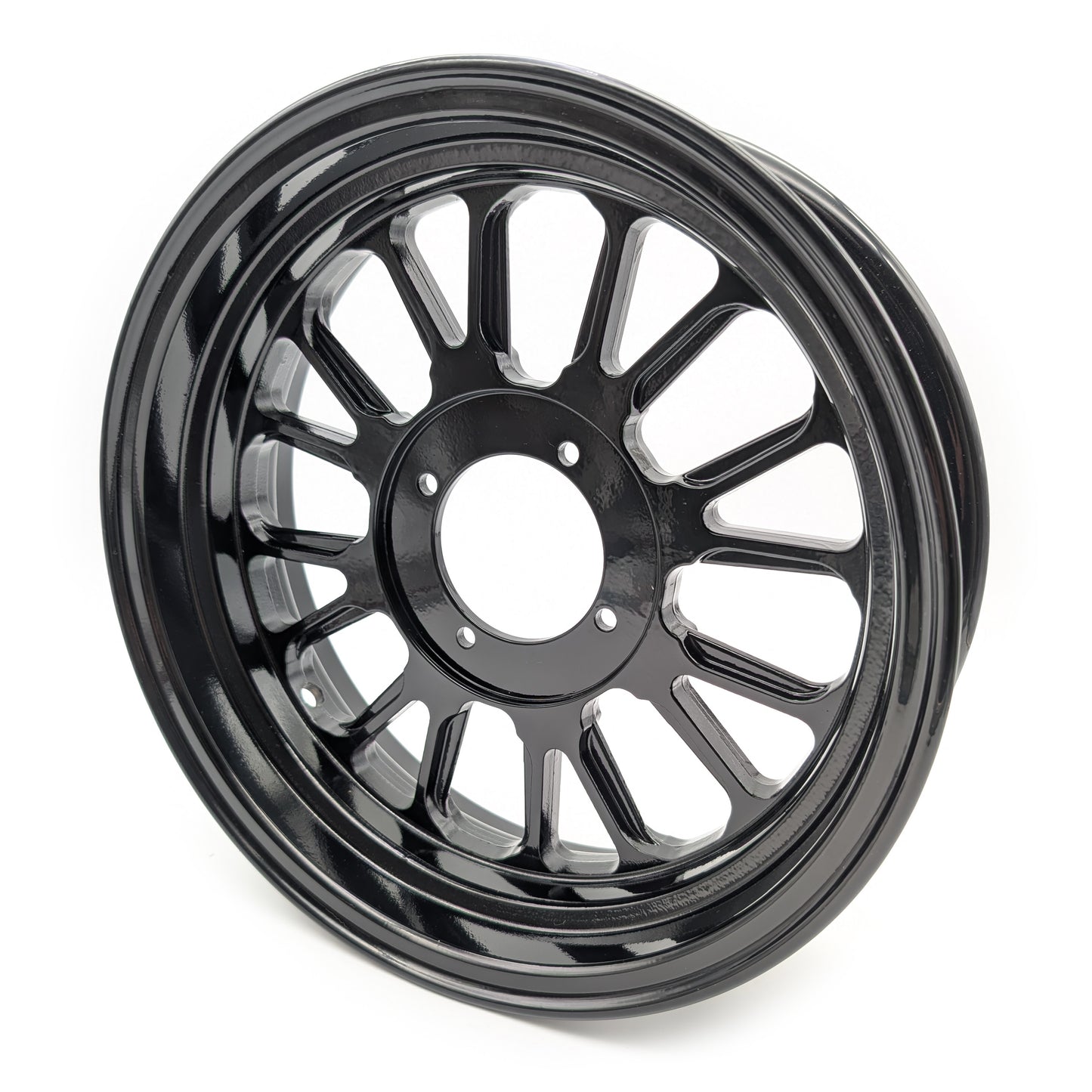 Set of 2 - Z-Type 12" X 3.5" Rear / 2.75" Front 16 Spoke 1 Piece Rim (Black)