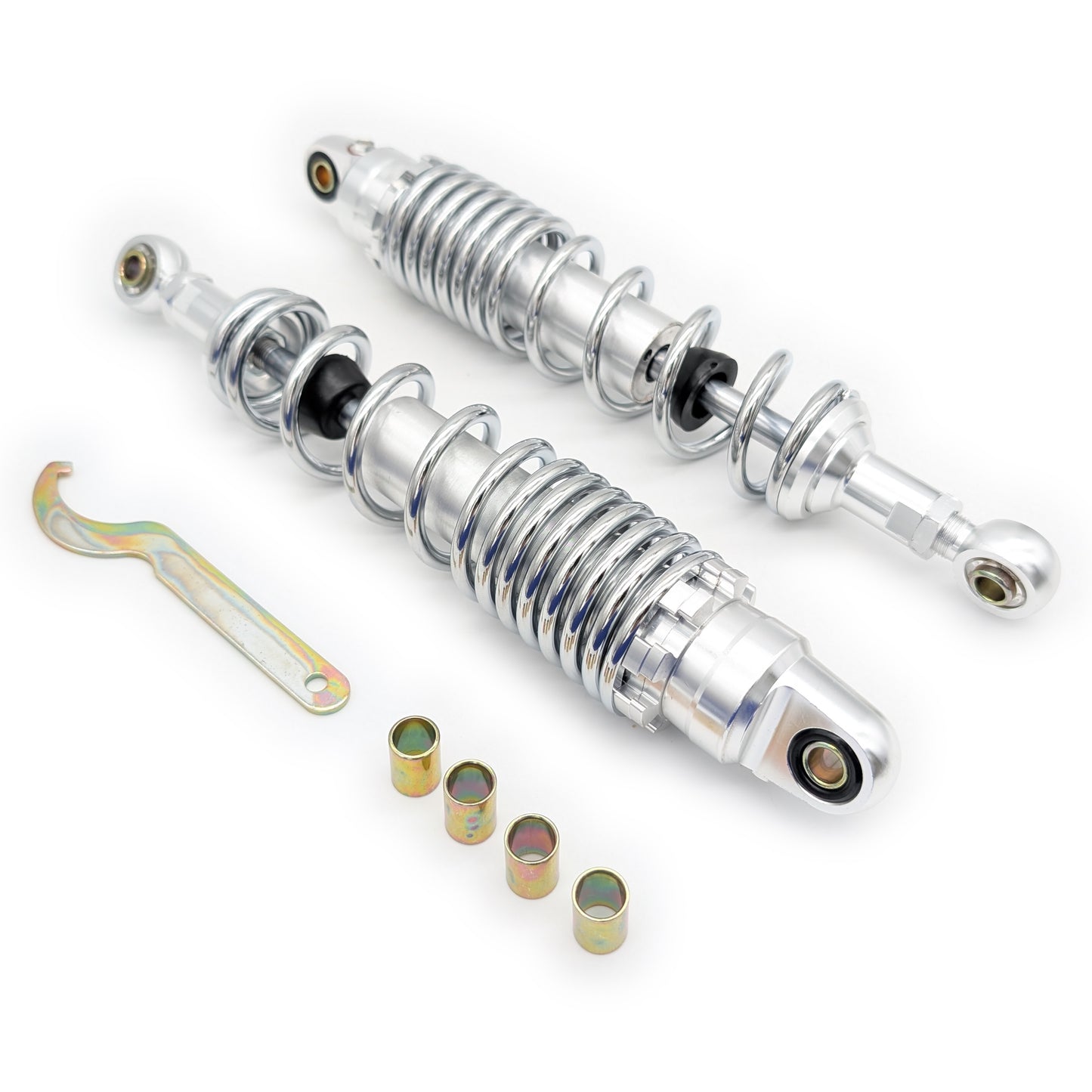 330-340MM Performance Gas Filled Rear Shock Set - Silver / Chrome