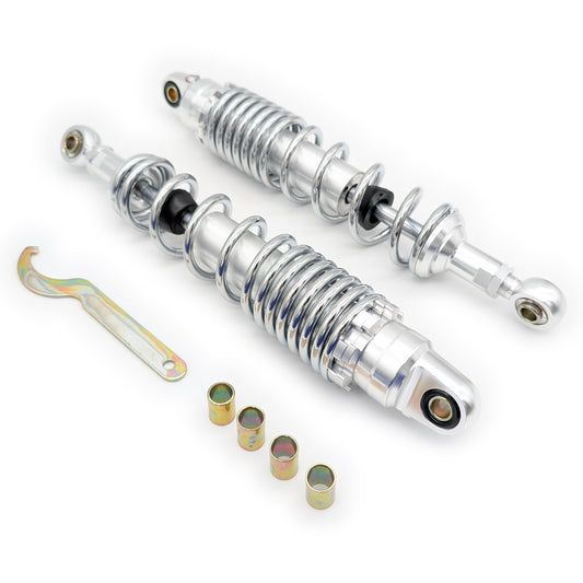 330-340MM Performance Gas Filled Rear Shock Set - Silver / Chrome