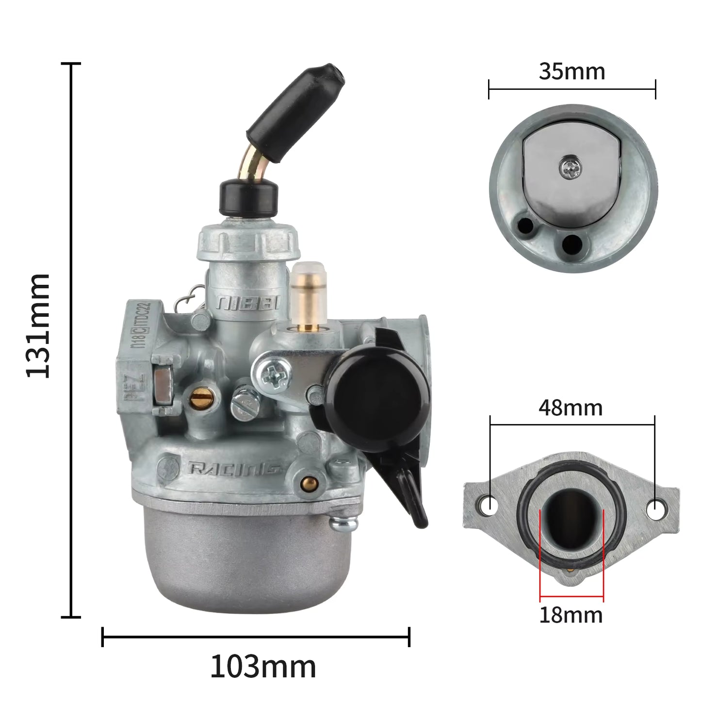 Nibbi PZ18FL Flanged 18mm Carburetor