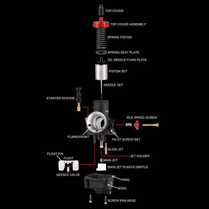 Nibbi PE24 24mm Carburetor (Black & Red)