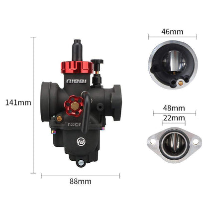 Nibbi PE22FL Flanged 22mm Carburetor (Black & Red)