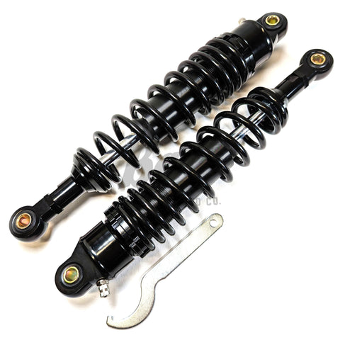 330mm-340mm Performance Gas Filled Rear Shock Set - All Black